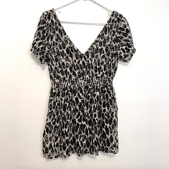 TORRID 0 Plus Size Leopard Lace Babydoll Top Cream Ivory Black Cheetah Animal L - Picture 13 of 16